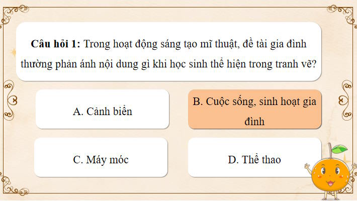 Trò chơi khởi động Mĩ thuật 7 Bài 13