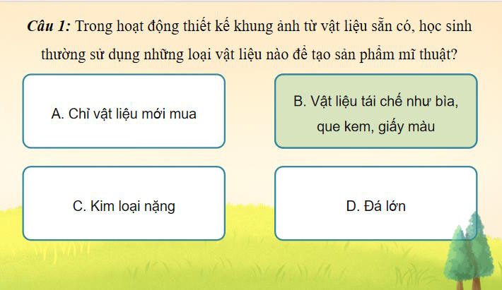 Trò chơi khởi động Mĩ thuật 7 Bài 14