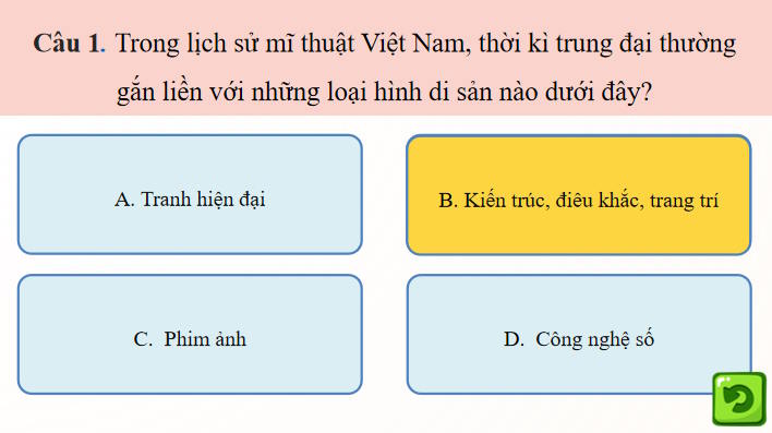 Trò chơi khởi động Mĩ thuật 7 Bài 15