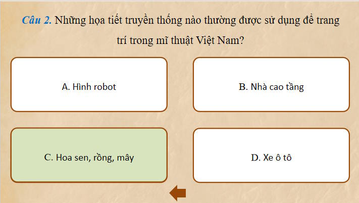 Trò chơi khởi động Mĩ thuật 7 Bài 16