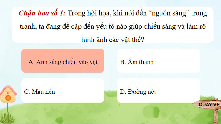 Trò chơi khởi động Mĩ thuật 7 Bài 9