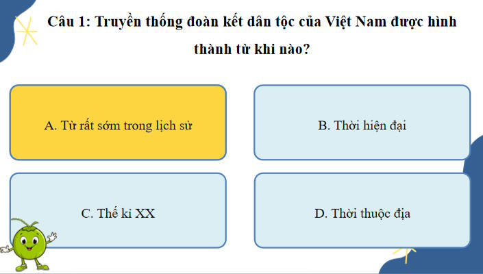 Trò chơi khởi động Lịch sử 10 Bài 14