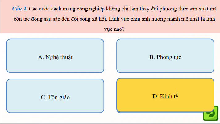 Trò chơi khởi động Lịch sử 10 Bài 8