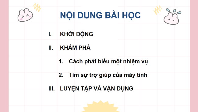 PowerPoint Tin học 3 Bài 1: Phát biểu nhiệm vụ và tìm sự trợ giúp của máy tính