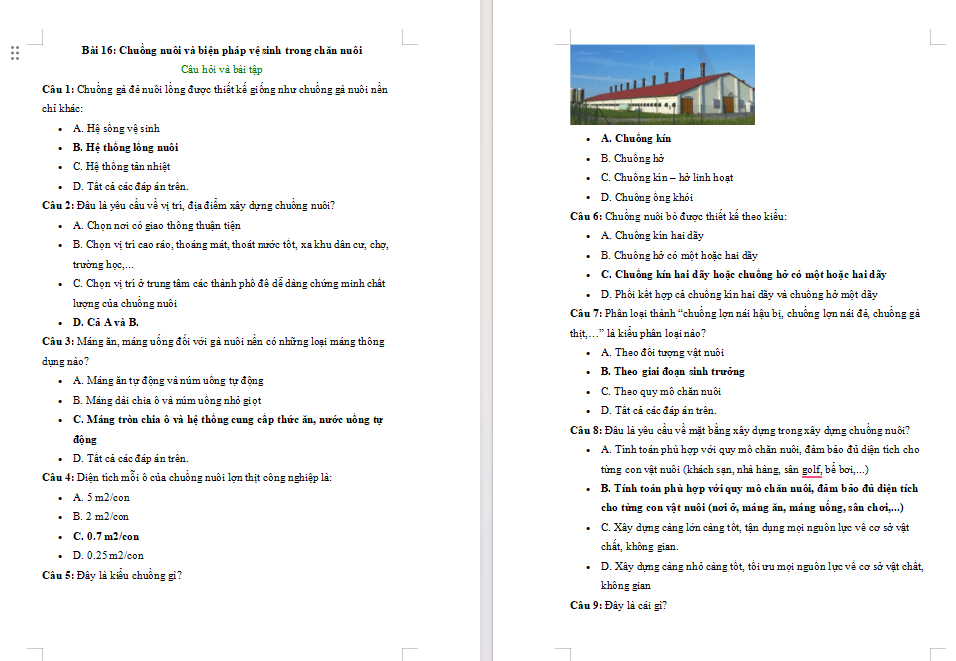 Công nghệ Chăn nuôi 11 Bài 16