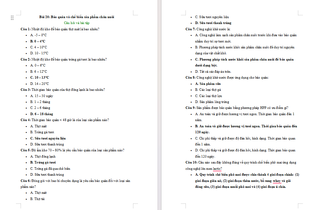 Công nghệ Chăn nuôi 11 Bài 20