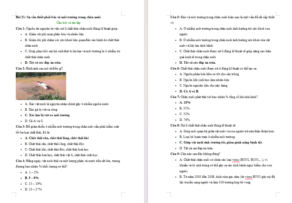 Công nghệ Chăn nuôi 11 Bài 21