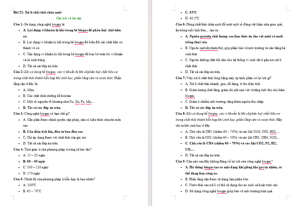 Công nghệ Chăn nuôi 11 Bài 22