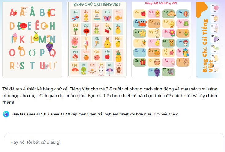 Dùng Canva để thiết kế một bảng chữ cái có hình minh họa sinh động