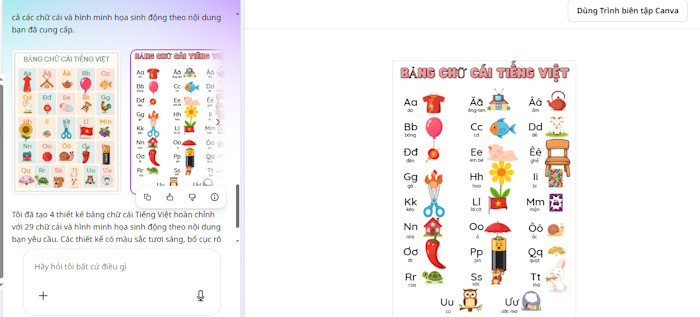 Dùng Canva để thiết kế một bảng chữ cái có hình minh họa sinh động