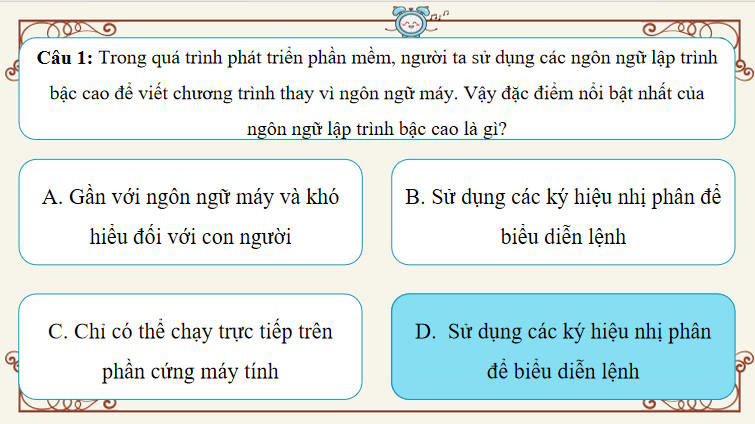 Trò chơi khởi động Tin học 10 Bài 16