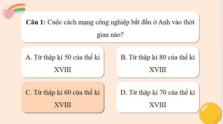 Trò chơi khởi động Lịch sử 11 Bài 2