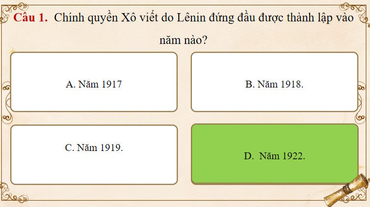Trò chơi khởi động Lịch sử 11 Bài 3