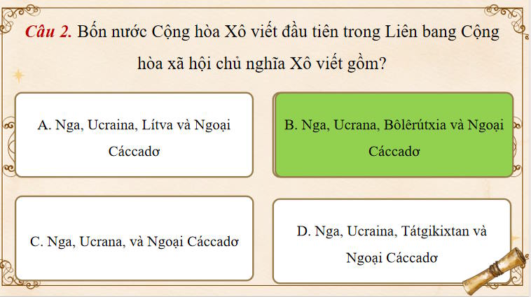 Trò chơi khởi động Lịch sử 11 Bài 3
