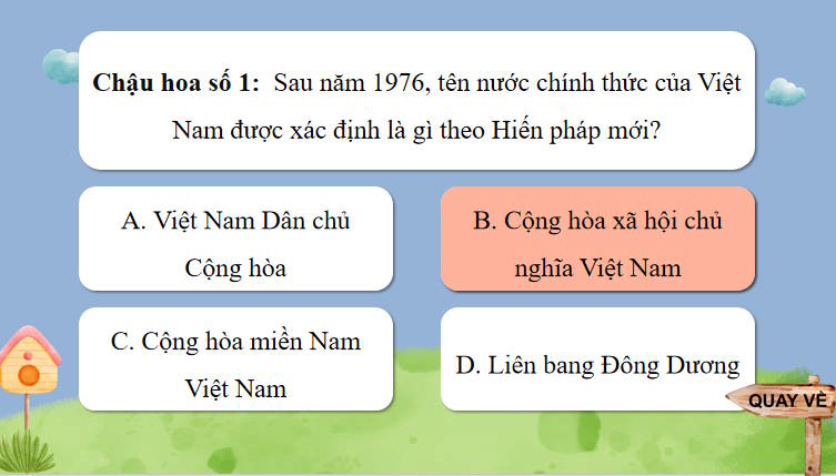 Trò chơi khởi động Lịch sử 9 Bài 18