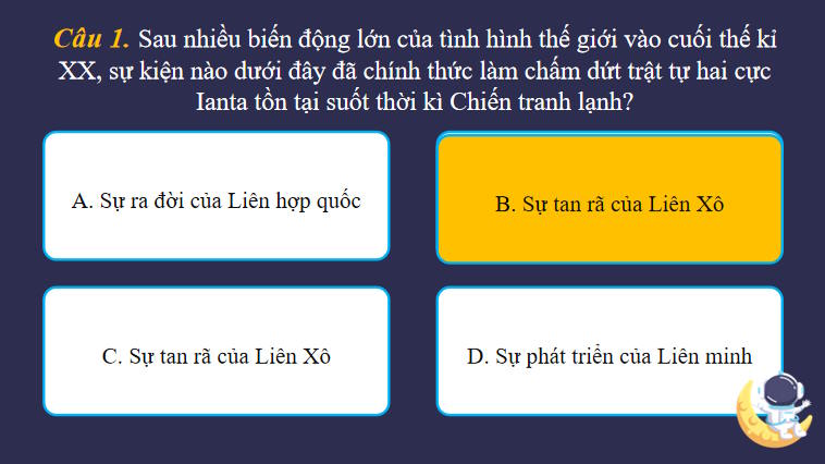 Trò chơi khởi động Lịch sử 9 Bài 19
