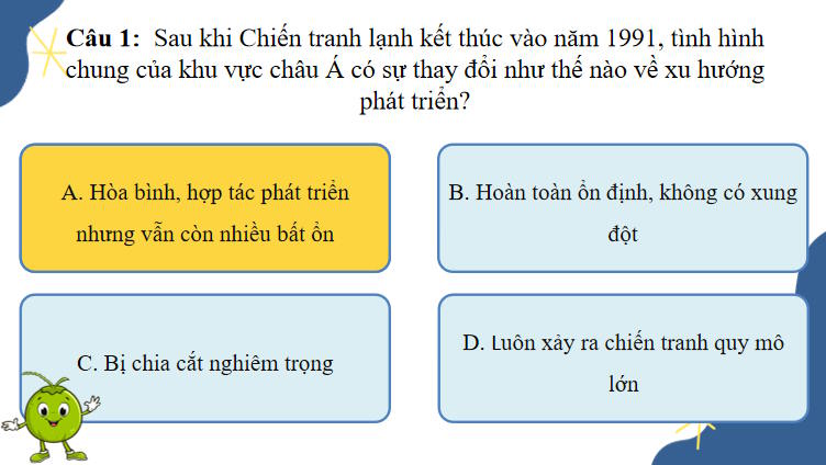 Trò chơi khởi động Lịch sử 9 Bài 20