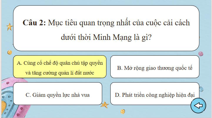 Game khởi động Lịch sử 11 Bài 11