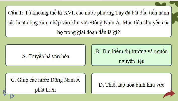 Game khởi động Lịch sử 11 Bài 5