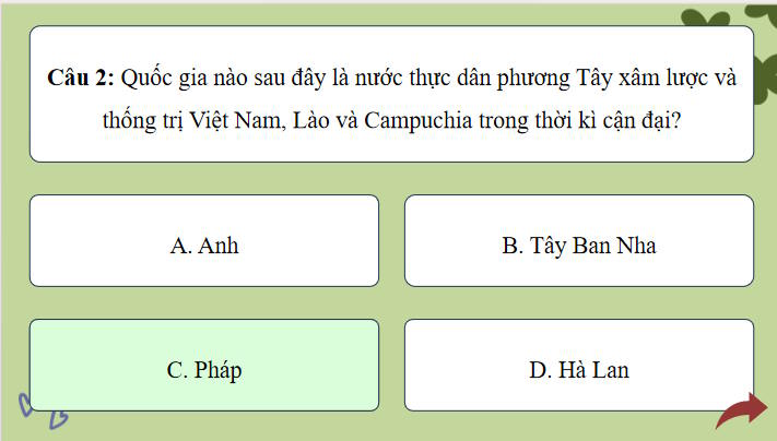 Game khởi động Lịch sử 11 Bài 5