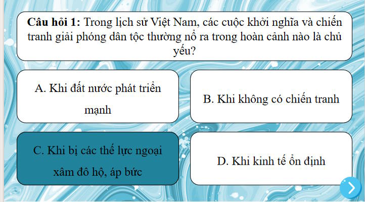 Game khởi động Lịch sử 11 Bài 8