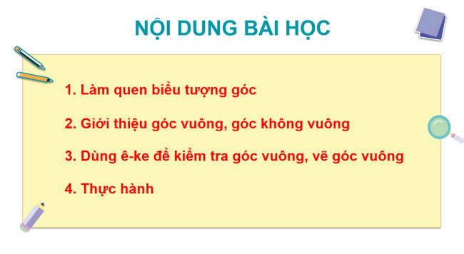 PowerPoint Toán 3: Góc vuông, góc không vuông