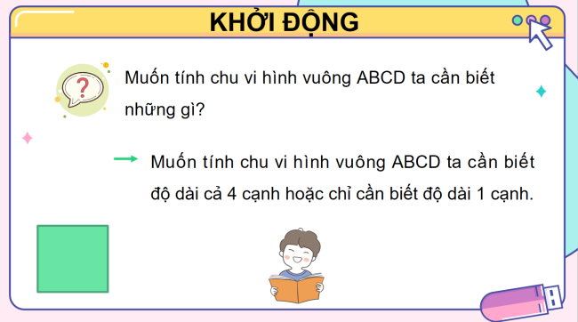 PowerPoint Toán 3: Chu vi hình vuông