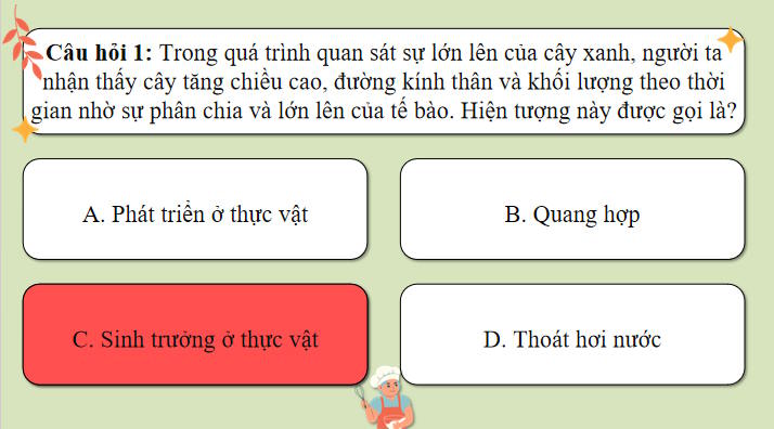 Trò chơi khởi động Sinh học 11 Bài 20