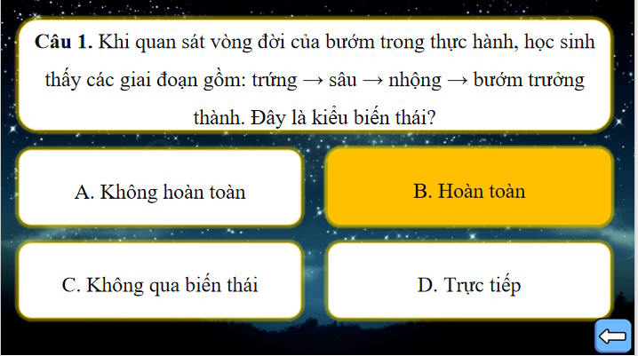 Trò chơi khởi động Sinh học 11 Bài 23