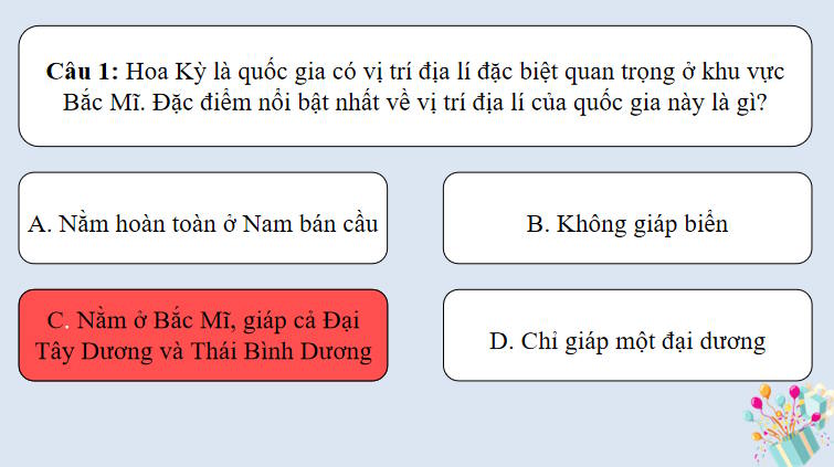 Game khởi động Địa lí 11 Bài 18
