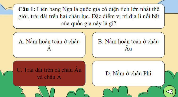 Game khởi động Địa lí 11 Bài 20