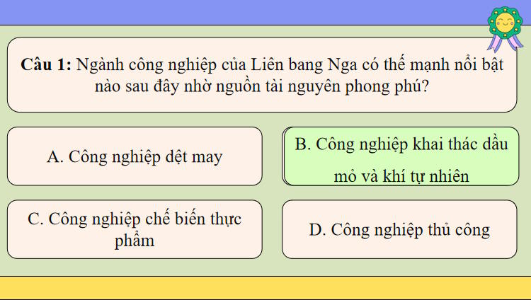 Game khởi động Địa lí 11 Bài 21