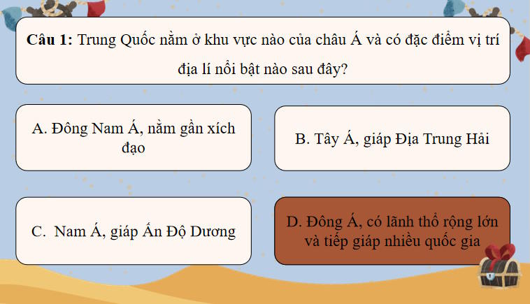 Game khởi động Địa lí 11 Bài 26