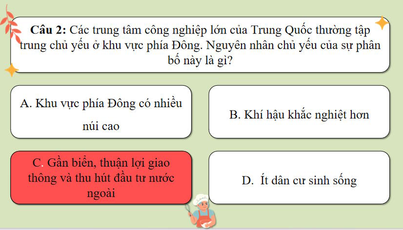 Game khởi động Địa lí 11 Bài 27