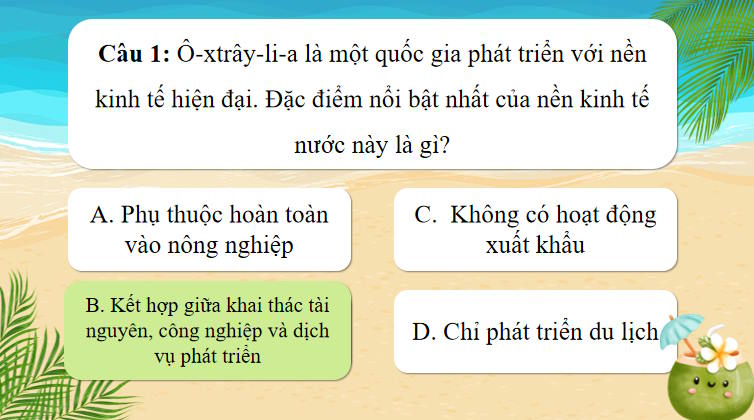 Game khởi động Địa lí 11 Bài 29