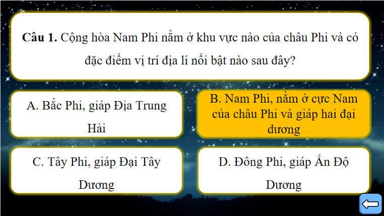 Game khởi động Địa lí 11 Bài 30