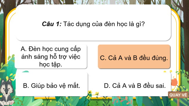 Game khởi động Công nghệ 3 Bài 2: Sử dụng đèn học