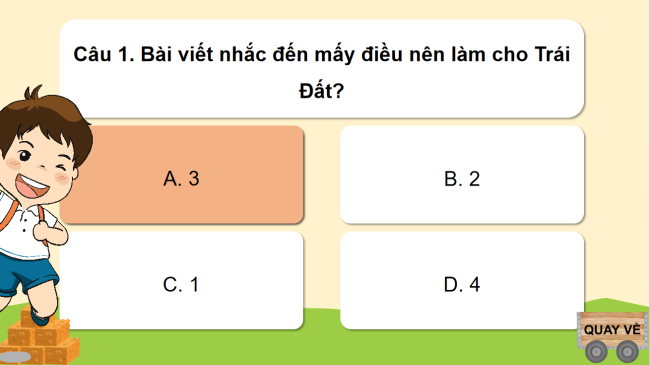Game khởi động Tiếng Việt 3 Bài 28: Những điều nhỏ tớ làm cho Trái Đất