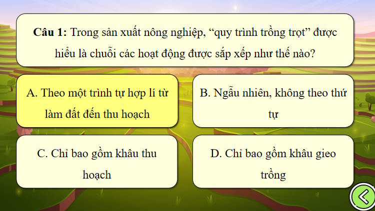 Trò chơi khởi động Công nghệ Trồng trọt 10 Bài 19