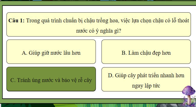 Trò chơi khởi động Công nghệ Trồng trọt 10 Bài 22