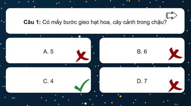 Game khởi động Công nghệ 4 Bài 4: Gieo hạt hoa, cây cảnh trong chậu