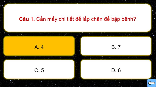 Game khởi động Công nghệ 4 Bài 8: Lắp ghép mô hình bập bênh