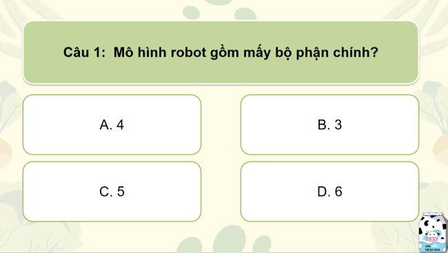 Game khởi động Công nghệ 4 Bài 9: Lắp ghép mô hình rô-bốt