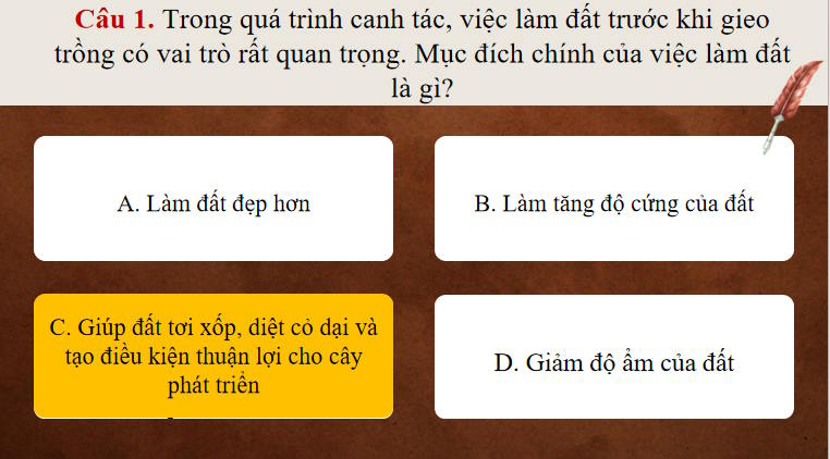 Game khởi động Công nghệ Trồng trọt 10 Ôn tập chương VI