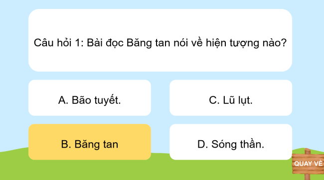 Game khởi động Tiếng Việt 4 Bài 27: Băng tan