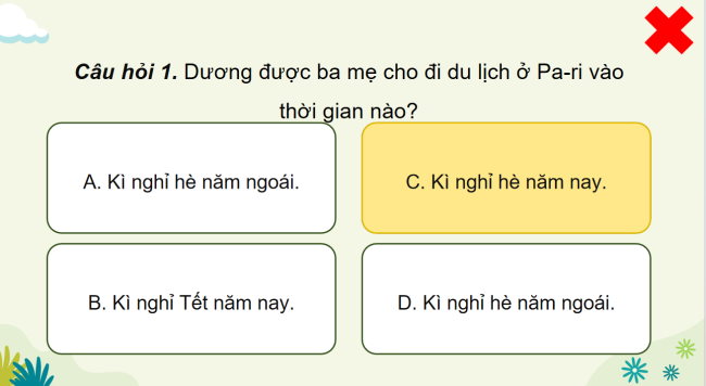 Game khởi động Tiếng Việt 4 Bài 28: Chuyến du lịch thú vị