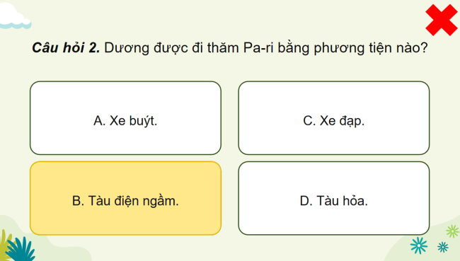Game khởi động Tiếng Việt 4 Bài 28: Chuyến du lịch thú vị