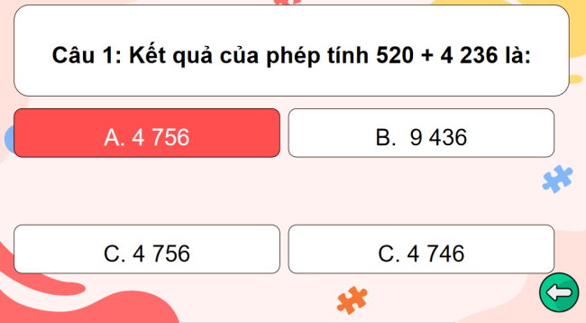 Game khởi động Toán 3 Bài 77: Ôn tập phép cộng, phép trừ trong phạm vi 100000