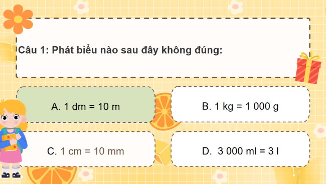 Game khởi động Toán 3 Bài 79: Ôn tập hình học và đo lường