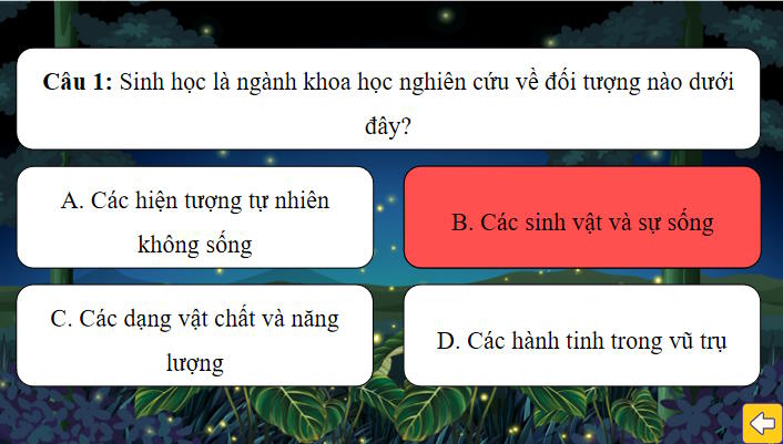 Game khởi động Sinh học 10 Bài 1